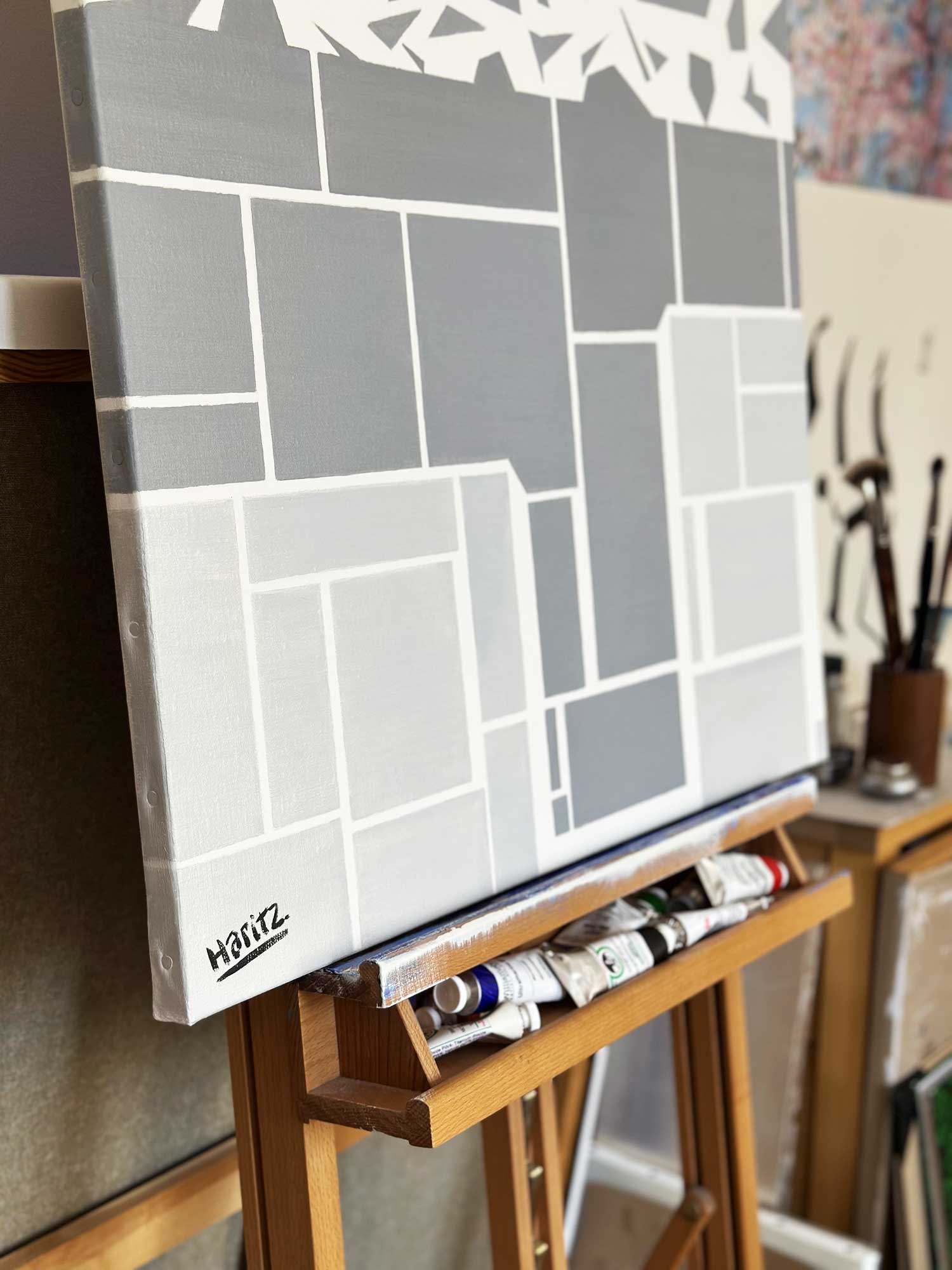 Inside Louvre, oil on canvas