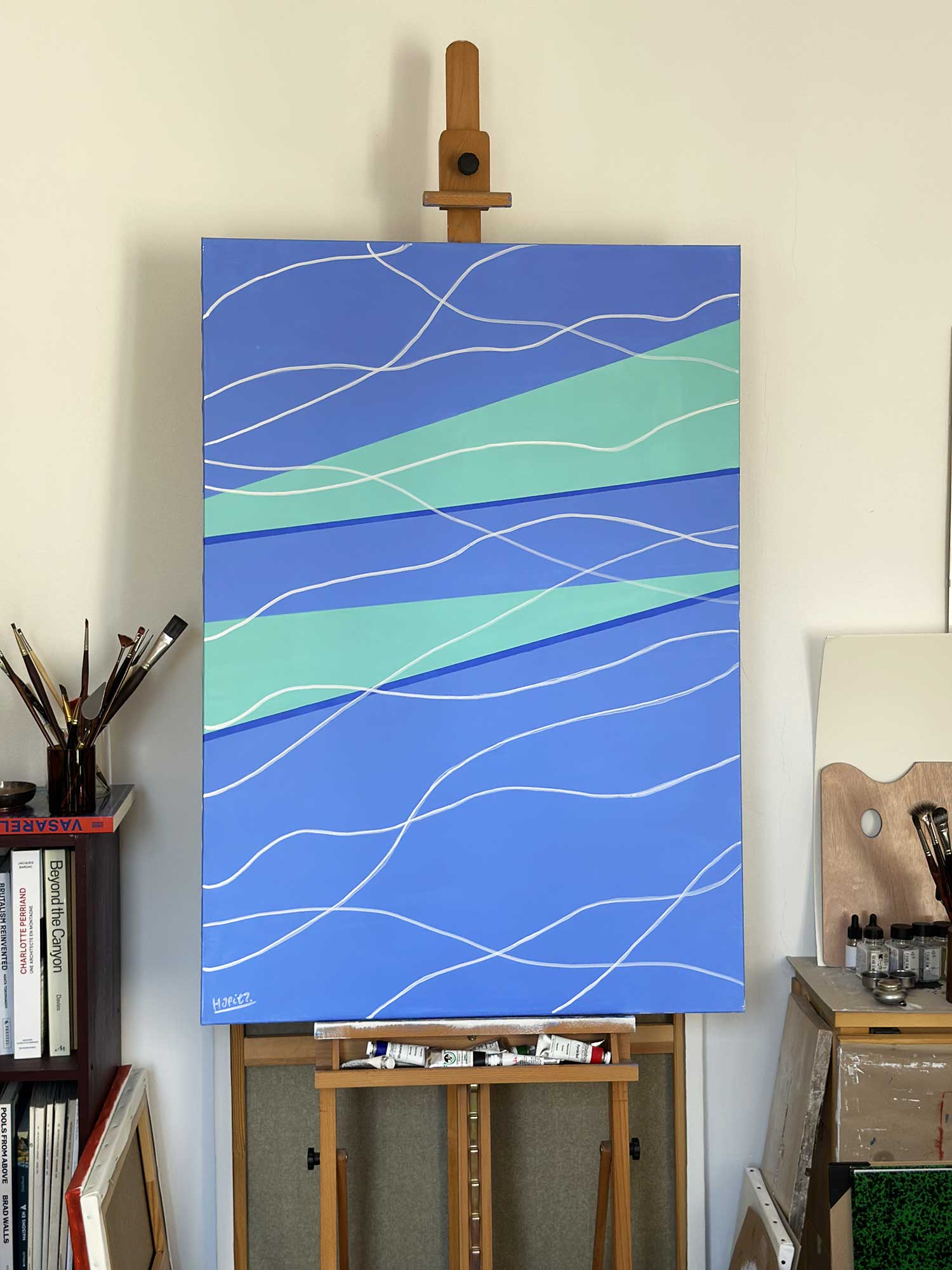 Pool steps #2, oil on canvas