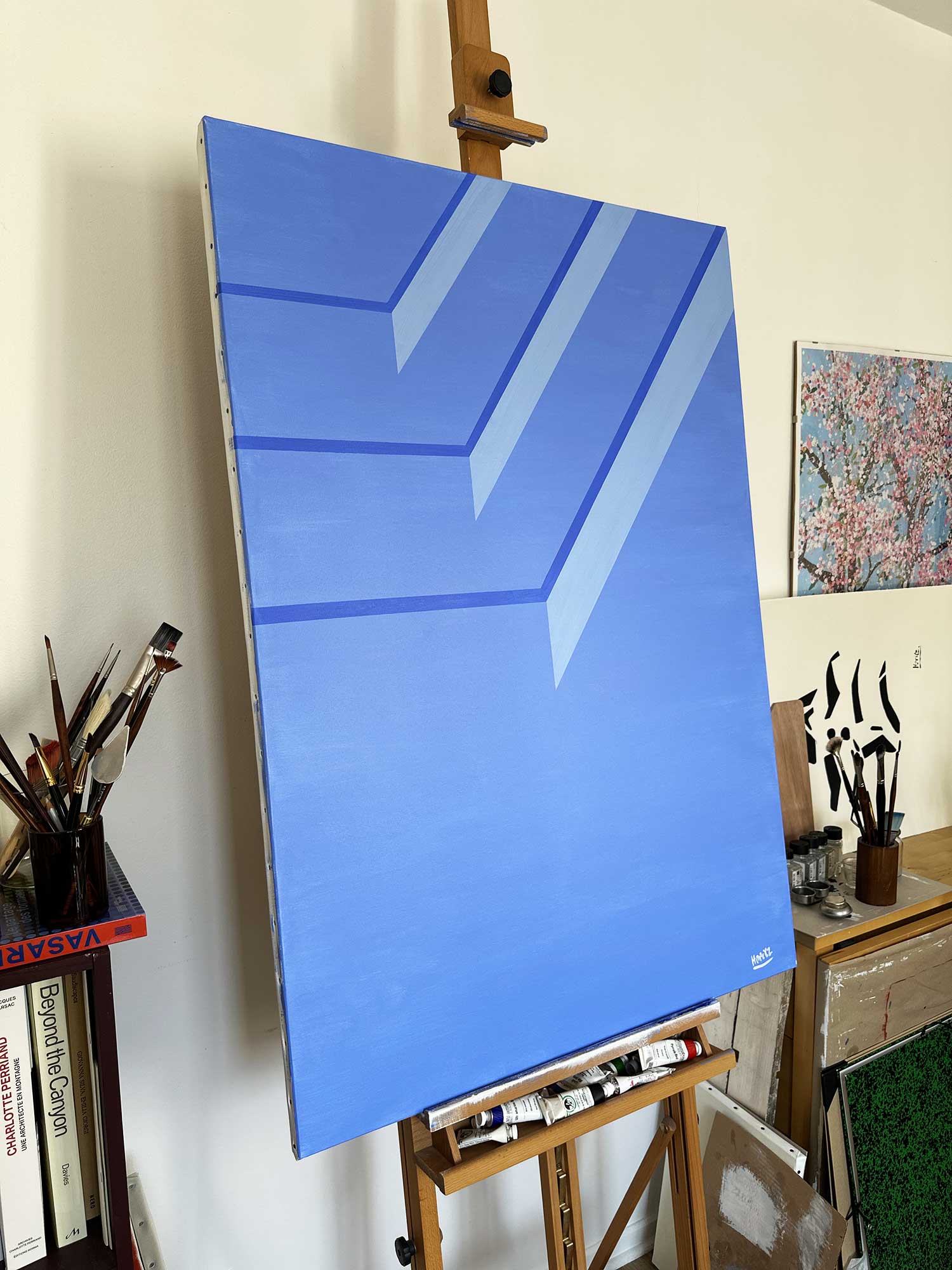 Pool steps #3, oil on canvas